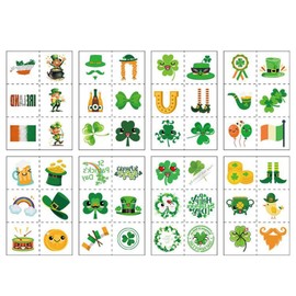 St Patricks Day Temporary Tattoos for Kids Adults - 48Pcs Shamrock Fake Tattoos Stickers Waterproof Irish Day Tattoo Stickers Green Hat Clover Decals Party Favor for St. Patrick's Day Accessories