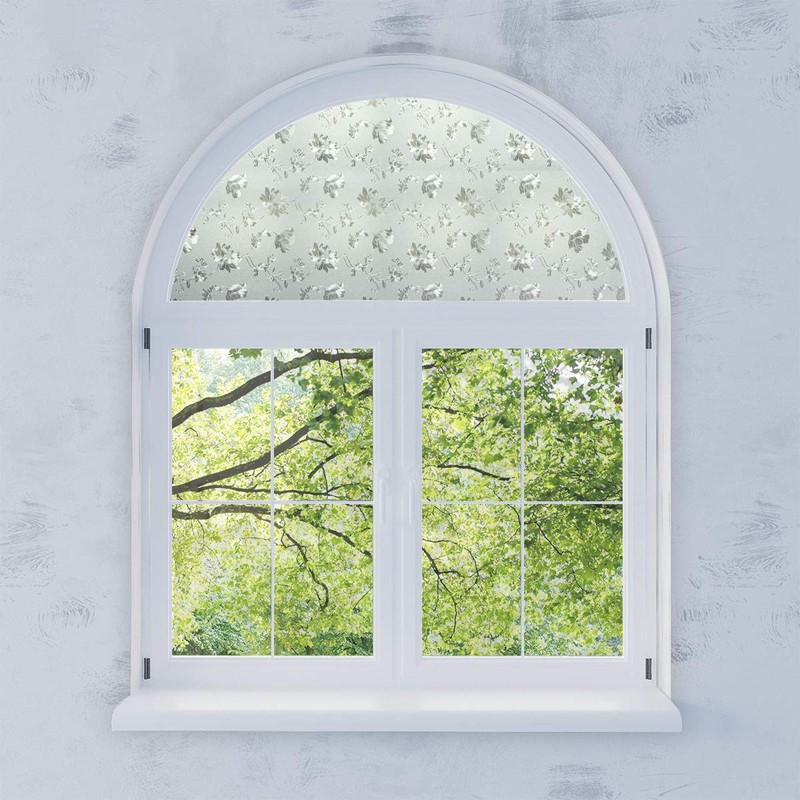 PROTINT WINDOWS Precut Floral Glass Privacy Arched Window Film, Self