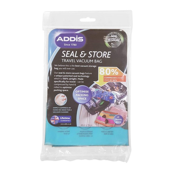Addis Home Vacuum Storage Bags with 100% air-Tight Static Seal & Store Travel Twin Pack Set, Clear