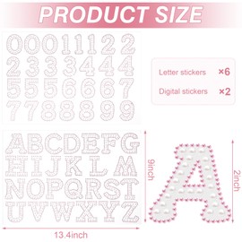 Towfed 214 Pcs 8 Sheets Pearl Self Adhesive Stickers 6 Sheets A-Z Glitter Rhinestone Letter Stickers and 2 Sheet 0-9 Glitter Number Stickers Bling Crystal Alphabet Sticker for DIY Crafts (White+Pink)