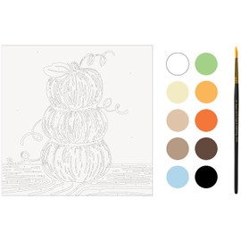 Plaid Pumpkin Stack Modern Kit, 14" x 14" Paint by Numbers for Adults and Kids, Easy-to-Follow DIY Crafts, Art Supplies with A Textured Finish, 17926
