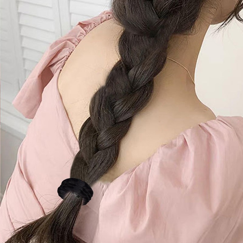 4 Stück Haargummi Schwarz,Scrunchies Haargummi,Haar Dickes Scrunchie Haarbänder Elastisch,Haargummis Samt