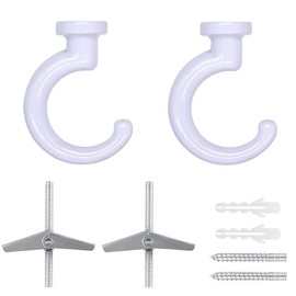 OBSTKUCHEN Large Swag Ceiling Hooks Heavy Duty Swag Hook with Hardware for Hanging Plants Ceiling Installation Cavity Wall Fixing (2 Sets, White)