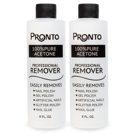 Pronto 100% Acetone Gel Nail Polish Remover - Polish Remover for Nails | Acetone Nail Polish Remover & Acrylic Nail Remover for Removal of Glue & Dip | Acrylic Nail Remover, 8 Fl oz 2 pack