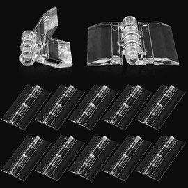 Bivethoi 12pcs Clear Acrylic Tiny Plastic Cabinet Hinge, Mini Folding Drawer Hinge for Crafts, Jewelry Box (30mm x 33mm)