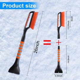 SINGARO Ice Scraper and Snow Brush for Car Windshield, Snow Scraper for Car, Snow Winter Car Necessities, Multi Functional Car Snow Removal Tools, Car Accessories Gift for Women and Man