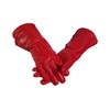 Leather Gauntlet Gloves Long Arm Cuff (XL, RED)