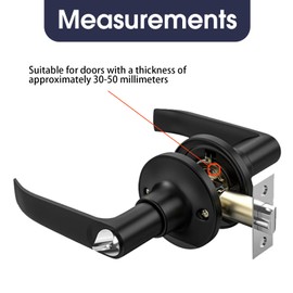 Door Handle Lock Bedroom Door Lock with Keys Bedroom Door Handles with Lock Silent Bedroom Lock Internal Door Lock Internal Door Handles Lockable Door Handle for Bedroom Bathroom (Black 30mm-50mm)