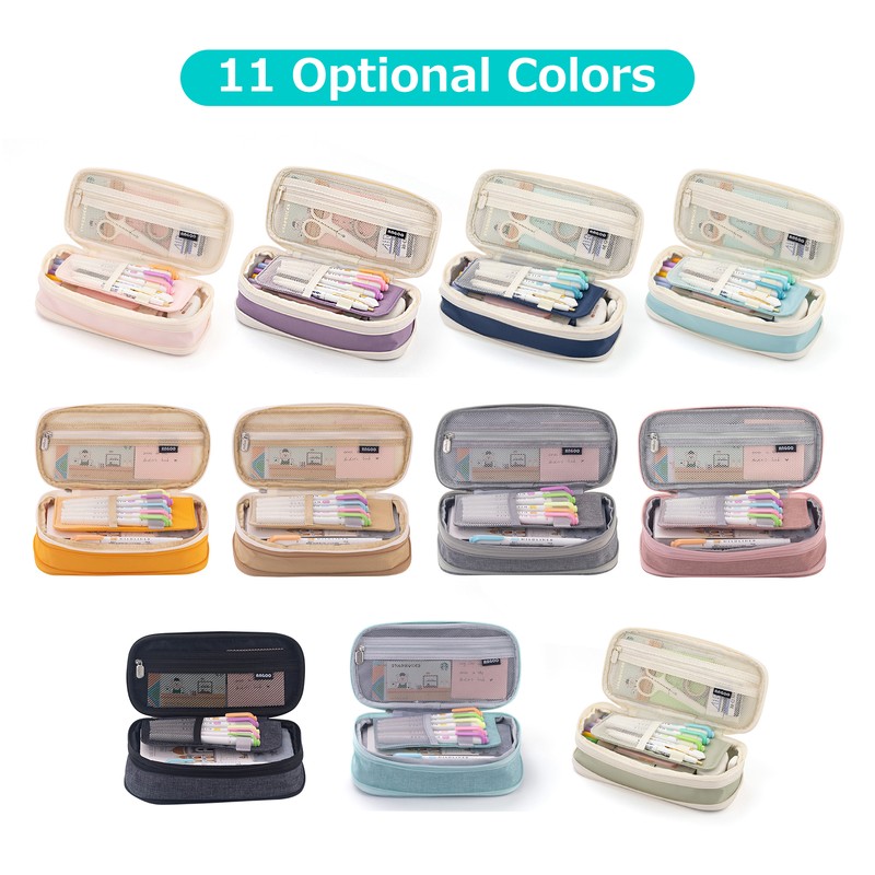 Large Capacity School Pencil Case Stationery Zipper Pocket Office Storage