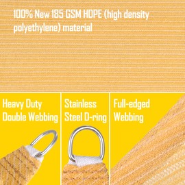 16' x 22' Sun Shade Sail Canopy Awning Permeable Fabric Pergola Cover, for Outdoor Patio Lawn Garden Backyard Carport, Yellow