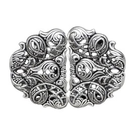 Hartmann-Knöpfe bildschöne silber Trachten Schliesse Schürzen Dirndl Schnalle Verschluss Metall 58mmx42mm, made in Germany, (1 Stück)