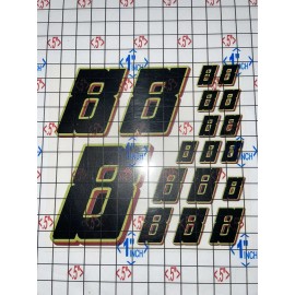 Unbranded Matte Black-w/  White Outline Red Shadow #8’s Racing Numbers Vinyl Rc Box L3