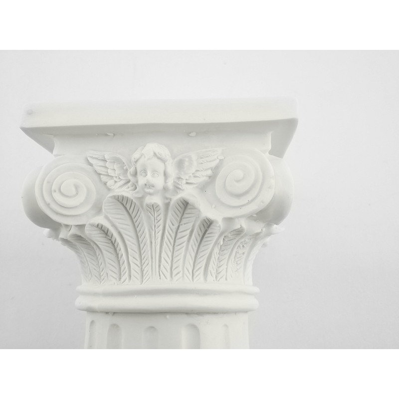 NST 7.25 inches Tall Poly Resin Pillar White Small Pedestal