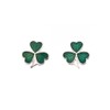 Silver Plate & Green Enamelware SHAMROCK Stud Earrings