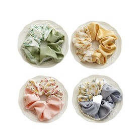 [SEISEI] Japanese Style Scrunchie Simple Women's Girls Hair Elastic Black Cute Scrunchie Hair Accessory Large Hair Closure Scrunchie Set, Beautiful, Adult, Elegant, Wedding, 3/4/5/6/7 Piece Set, 4-piece set (striped pattern)