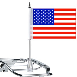 YHTIMIOX Motorcycle Luggage Rack Flag Mount Compatible with Harley Dyna Softail Road King Honda Kawasaki Suzuki (Chrome, American Flag)