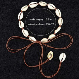 Gleamart Shells Necklace White Natural Beach Shell Choker Necklace for Women Brown