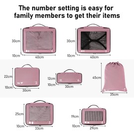 ECOHUB Packing Cubes for Suitcase 7 PCS Travel Organiser Packing Bags Recycled PET Eco Friendly Travel Accessories Shoes Bags for Travel Storage Bag Luggage Organiser Bags Travel Pouch(Pink)