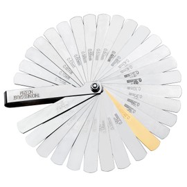 32 Pieces Universal Feeler Gauge Set Stainless Steel Thickness Gauge 0.04-0.88mm and 0.0015-0.035Inch Double Marked Metric and Imperial Measuring Tools for Bass Guitar, Spark Plug