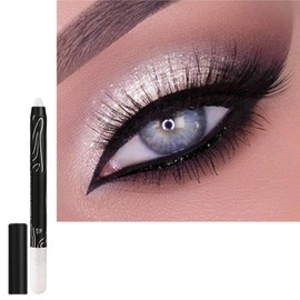 White Shimmer Eyeshadow Stick, Pearl White Glitter Eye Shadow Pencil Cream Eyeshadows Pen, Pearlescent Highlight Brightener, High Pigmented Smooth for Eye Makeup