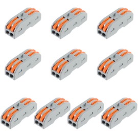 DIANN 10pcs Lever Wire Connectors 2 Circuit Inline Splices Electrical Wire Connector SPL-2 Lever Nuts Wire Connectors 28-12 AWG Quick Connect Splice Wire Connectors