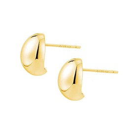Chunky Half Ball Stud Earrings for Women 925 Sterling Silver Hypoallergenic Minimalist Oval Round Half Cartilage Piercing Earring (Gold-Tone)