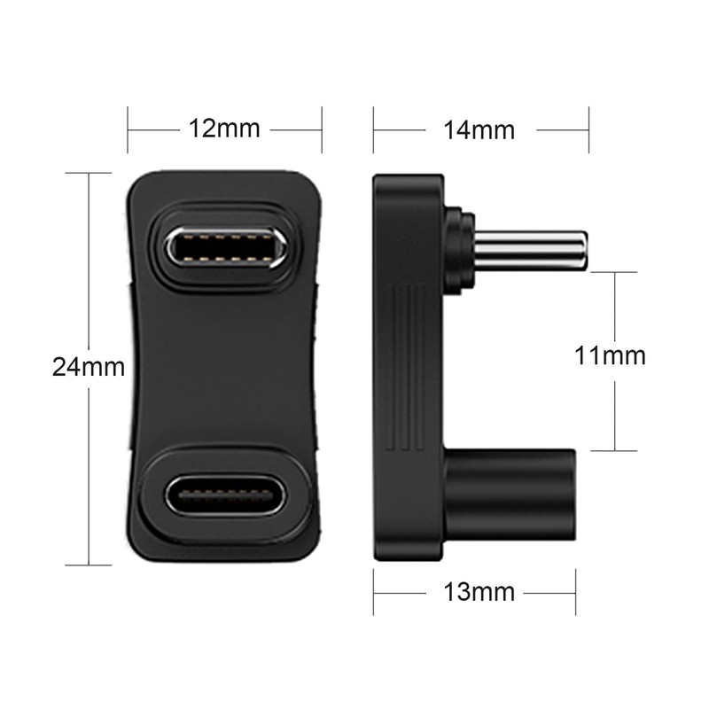 AreMe 180 Degree Angle USB C Adapter 2 Pack, 180°