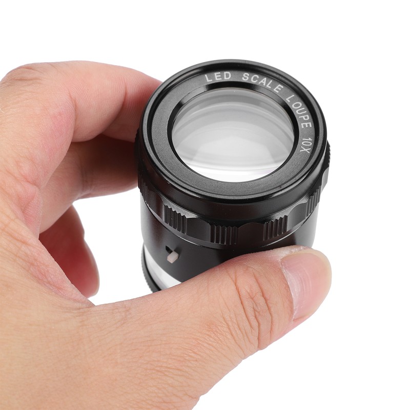 8LED 10X Magnifier Loupe with Scale High Definition Adjustable Magnifying