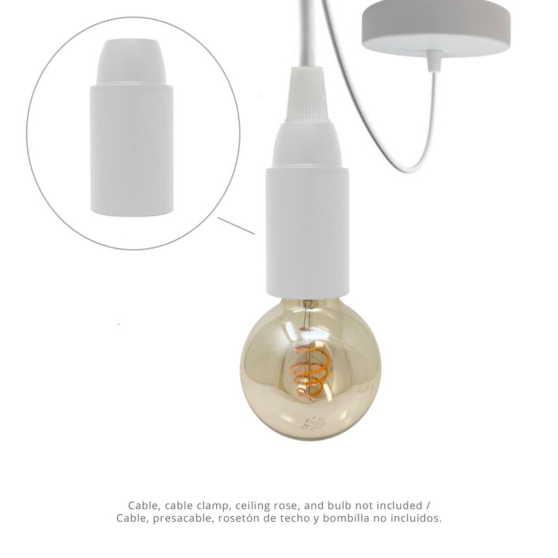 HALOTEC Pack of 4 E14 Bulb Sockets, White, Smooth Small