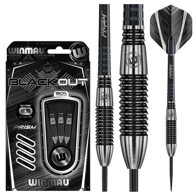 Winmau Blackout 90% Tungsten Steel-tip Darts - 26 Grams
