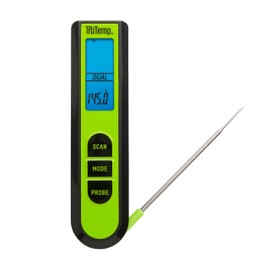 Taylor TruTemp Dual Instant Read Infrared Meat and Food Thermometer, Digital for Cooking, IPX5 Splash Proof Design, Plus Meat Probe for BBQ, Kitchen, Smoker, and Grilling, Green