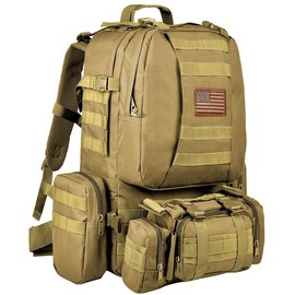 CVLIFE Tactical Backpack Military Army Rucksack 60L Large Assault Pack Detachable Molle Bag - Color: Tan