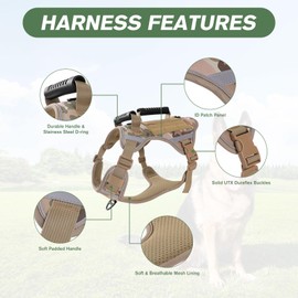 VTOPVMAX Dog Harness for Large Dogs, Adjustable Soft Padded Service Dog Vest, No Pull Dog Harness with One Black Leash (Camouflage L)