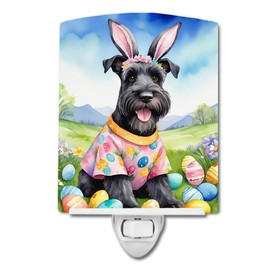 Caroline's Treasures Schnauzer Easter Egg Hunt Ceramic Night Light Compact, UL-Certified, Ideal for Bedroom, Bathroom, Nursery, Hallway, Kitchen, 6x4x3, Multicolor