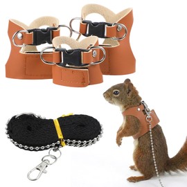 3 Pack Bearded Dragon Leash and Harness Set Adjustable Soft Leather Small Animal Harness Leash Traction Rope for Small Pet Walk Jogging Bearded Dragon Reptile Squirrel Rat