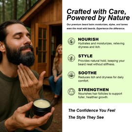 FEBOTE Biotin Beard Growth Balm for Men – Conditioning Balm with Castor, Shea & Jojoba Oils to Condition, Soften & Thicken Facial Hair – Non-Greasy, Sandalwood Scent – 2 oz Grooming Kit