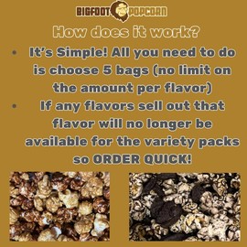 [LIVE EXCLUSIVE] Build Your Own Variety Pack - Pick 5 Bags - No Limit Per Flavor - Vegan Options - Gluten Free Options - NON GMO CORN- Bigfoot Popcorn