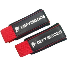 Defy The Gods Pull Wraps for Weightlifting, Cross-Training - Premium Quality Lasso Wrist Straps for Wrist Stability and Wrist Support in Strength Training, Pull Exercises (Red/Black)