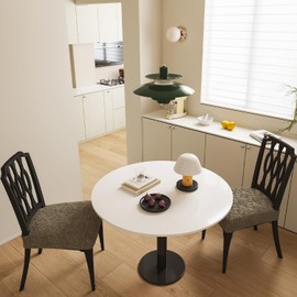 Lawalon Pro Fit Dining Chair Seat Covers (Chocolate, Set of 2) – Full-Cover Stretch Slip Covers with Rear Flap and Thick Jacquard Texture, Elastic Seat Protectors, Machine Washable for Kitchen Use