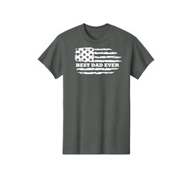 “Best Dad Ever American Flag T-Shirt – Funny for Men – Black or Gray USA Patriotic Cotton Shirt (US, Alpha, X-Large, Regular, Regular, Gray)