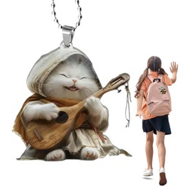 KVKIE Cat Keychain, 1 Piece Funny Cute Cat Goods, Acrylic Key Holder, Shiba Inu, Goods, Cat Holding a Koto While Smiling, Mascot, Key Chain, Can Be Hanging on a Key Car Backpack, etc