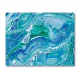 CounterArt Ocean Vibe 3mm Heat Tolerant Tempered Glass Cutting Board 10” x 8” Manufactured in the USA Dishwasher Safe