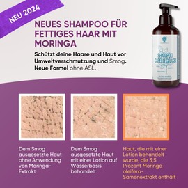 Sebum Regulating Organic Shampoo for Oily Hair Restores pH to Oily Skin Shampoo for Oily Hair 99.5% Natural No SLS ASL - With Moringa, Mallow, Cinnamon - 250ml