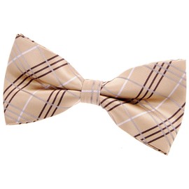 Retreez Men Plaid Check Styles Woven Microfiber Pre-tied Bow Tie (5") - Gold