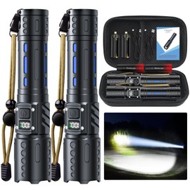 Hoxida Rechargeable LED Flashlights High Lumens, 2000LM Super Bright Flashlight with Memory Function & Stepless Dimming, 5 Modes Powerful Waterproof Handheld Flashlight for Camping Emergencies
