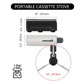 Dawn Deer Portable Cassette Stove With Delicate Storage Bag, Foldable Camp Stove Compact Camping Stove, 2200W Folding Butane Gas Burner (White)