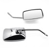 Chrome Motorcycle Mirrors, 10MM 8MM Bolt Universal Rectangular Handlebar Rear