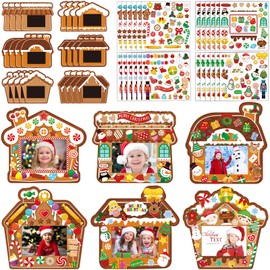 Funrous Christmas Picture Frame Ornaments Present Box Photo Frame Hanging Ornaments DIY Picture Frame Craft Set Photo Ornaments for Christmas Tree Xmas Party Decorations (48 Pcs)