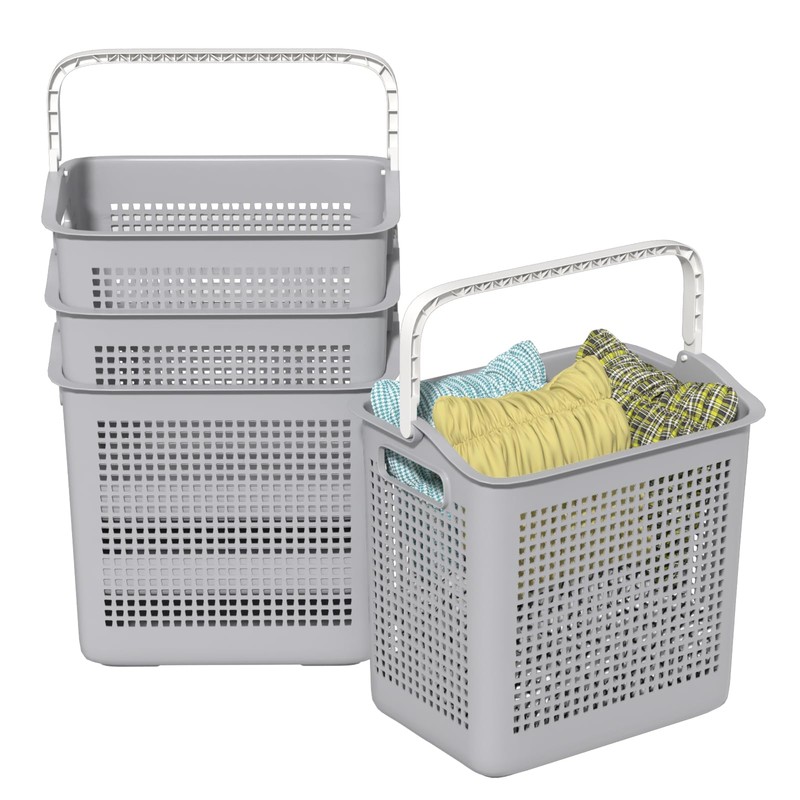 40 L Easy to Carry Plastic Laundry Hamper, 4-Pack Dirty