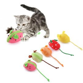 Haourlife Catnip Cat Mice Toys Interactive Mouse Cat Toy for Indoor Adult Cats Kitten Kitty Baby Cat Chew Exercise Toy Fruit-Shaped Mice Cat Toy Set - 5PCS